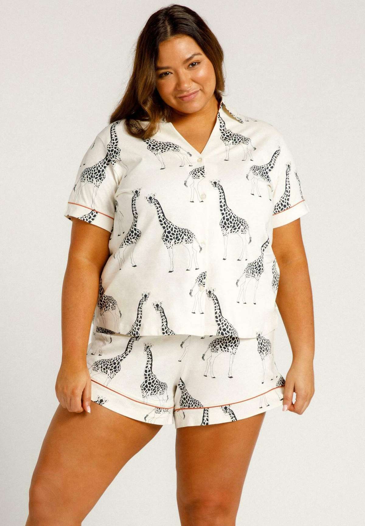 Ночное белье CURVE GIRAFFE PRINT BUTTON UP SHORT SET