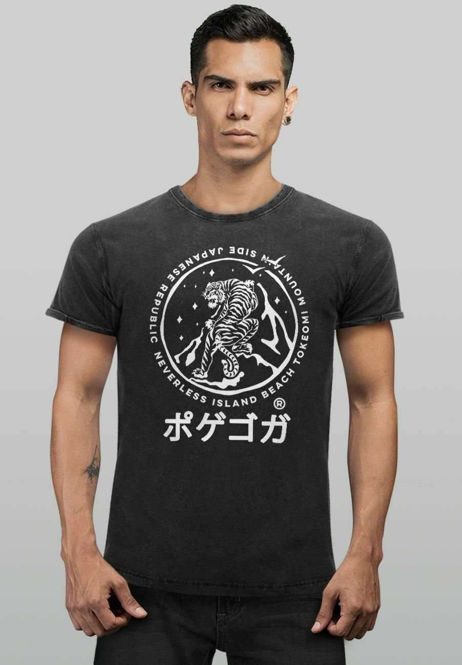 Футболка VINTAGE TIGER JAPAN ASIATISCHE SCHRIFTZEICHEN LOGO