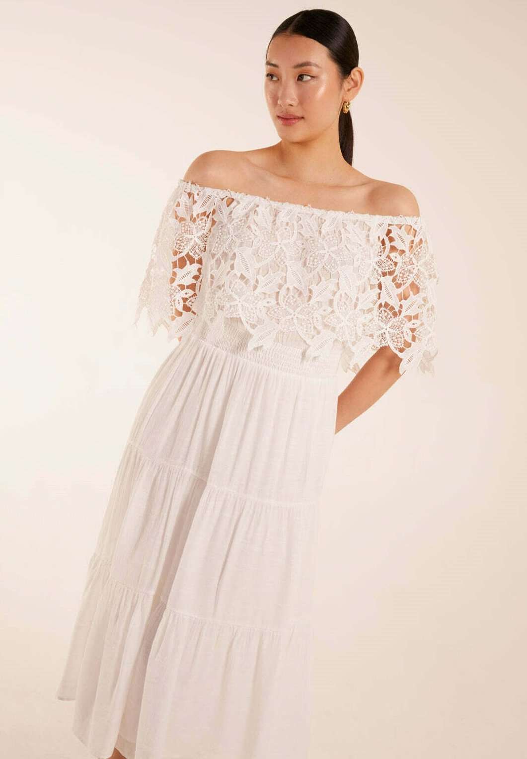 Платье CROCHET SHIRRED WAIST MIDI