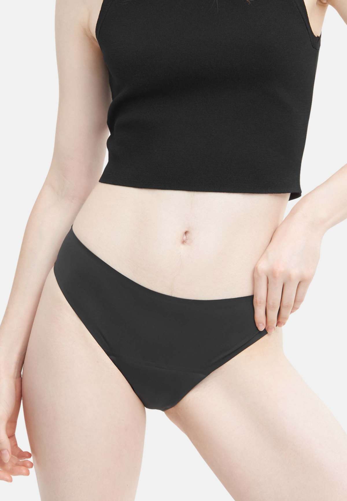 PERIOD PANTY - SLIP MEDIUM FLOW SEAMLESS BLACK - Menstruationsunterwäsche PERIOD PANTY