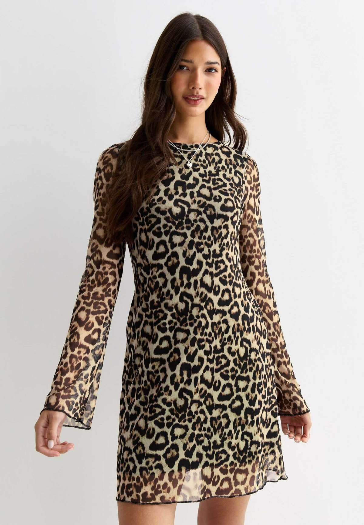 Платье ANIMAL PRINT LONG SLEEVE MINI