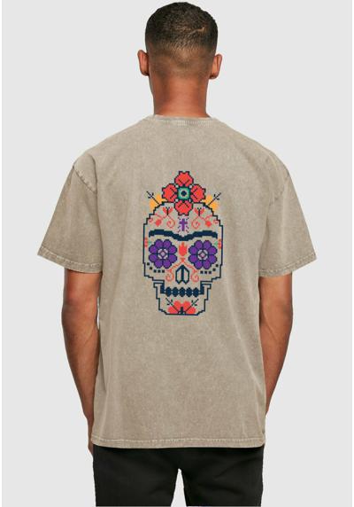 Футболка FRIDA KAHLO PIXELS VIVA LA VIDA ACID WASHED HEAVY OVERSIZE TEE