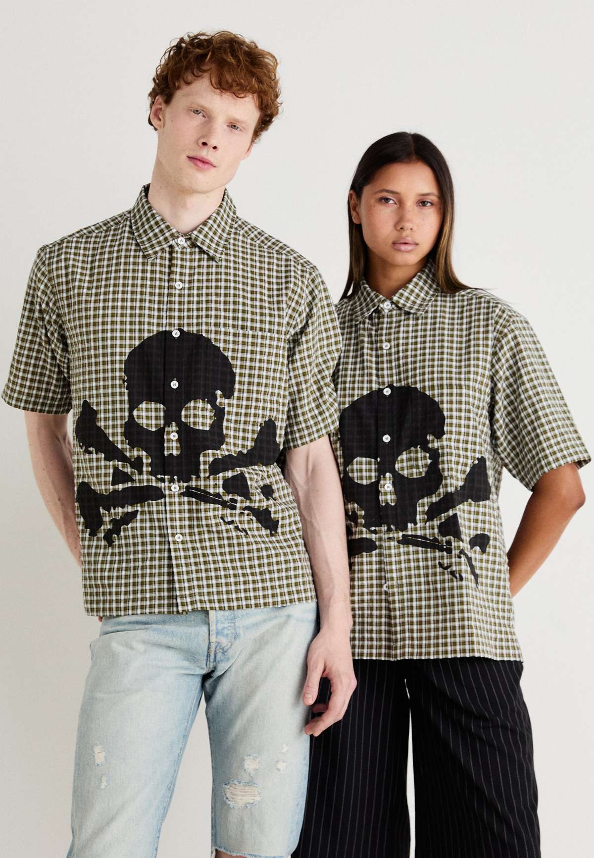 Блуза-рубашка CHECK WITH SKULL PRINT UNISEX