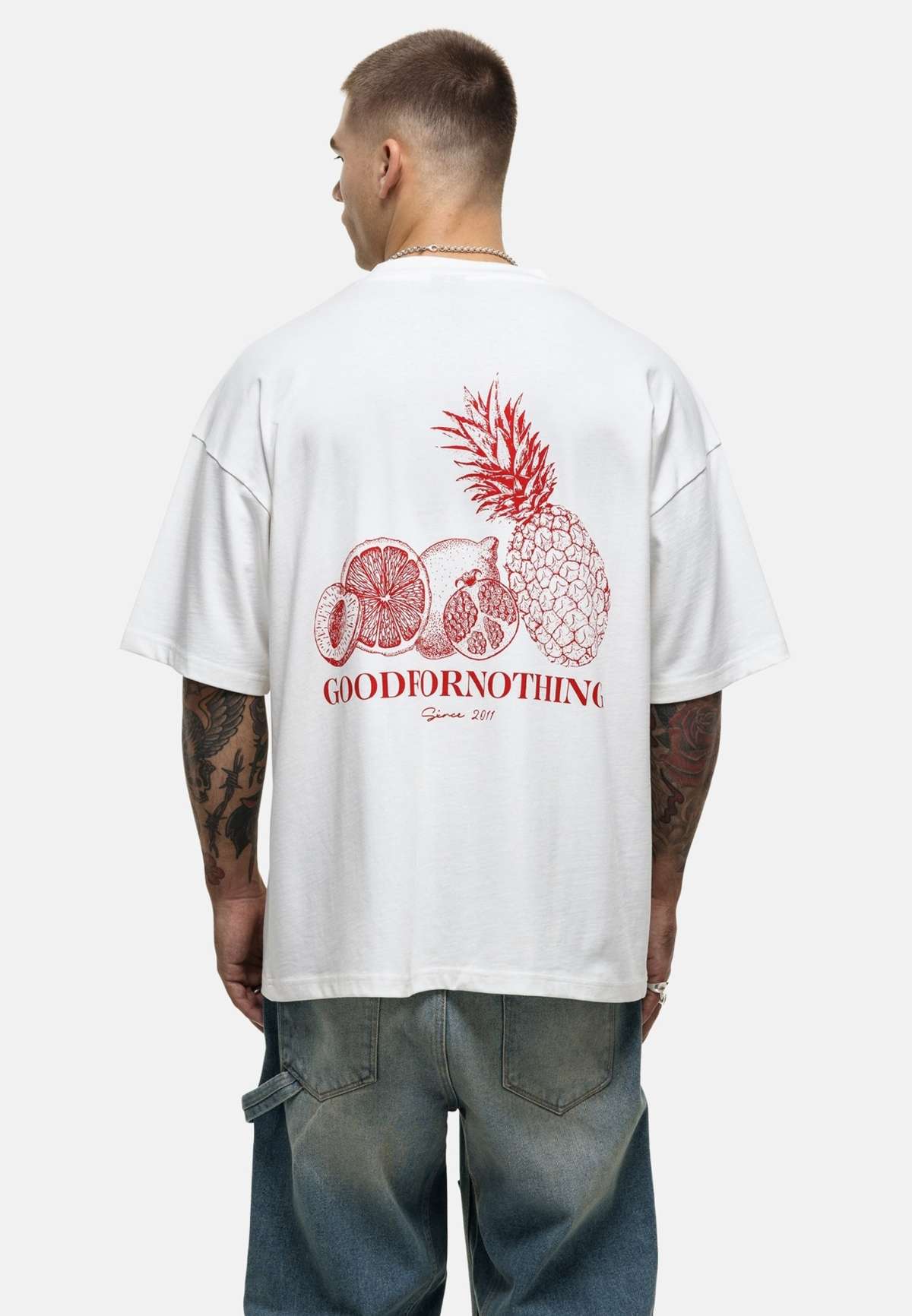 Футболка OVERSIZED OFF WHITE TSHIRT WITH FRUIT SALAD GRAPHIC BACK PRINT