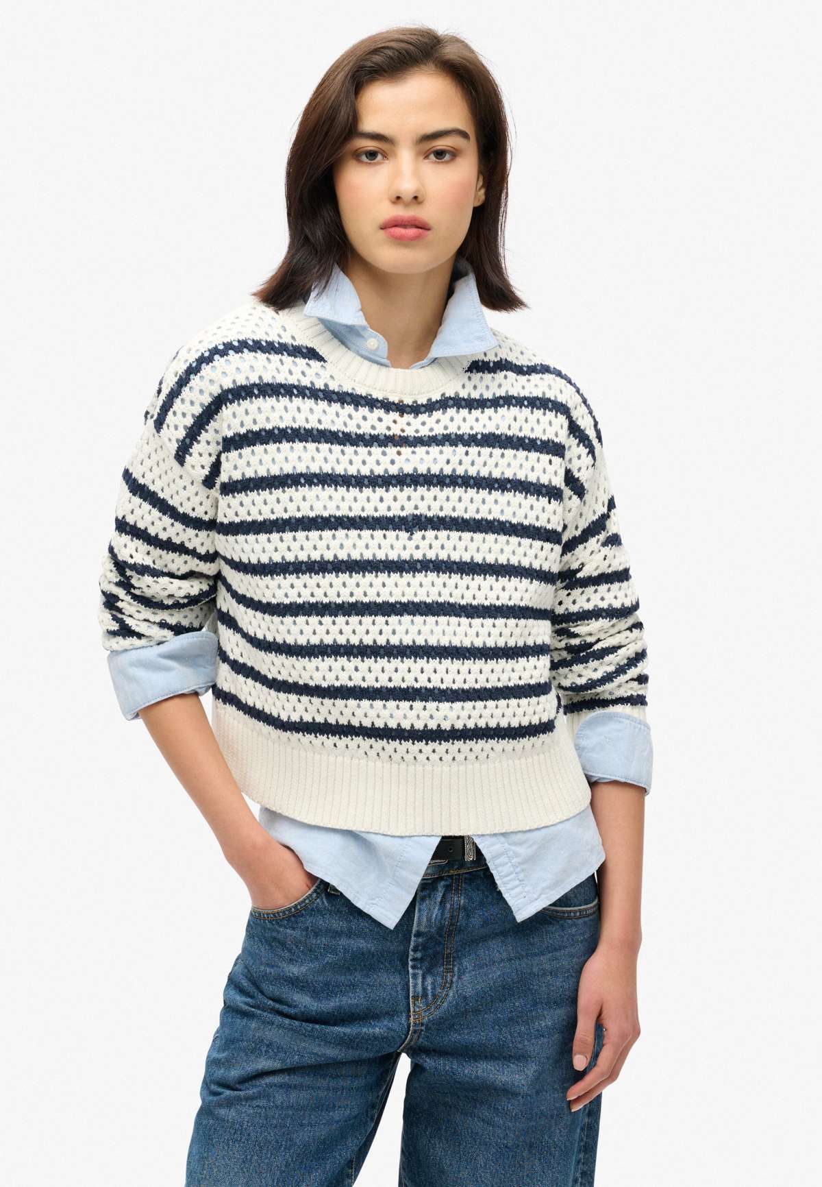 Пуловер STRIPE CROPPED CREW