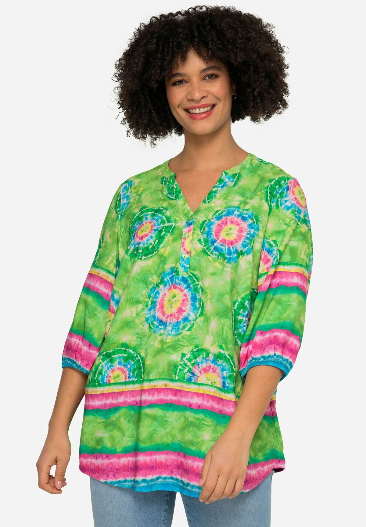 Туника BATIK PRINT NECKLINE 3/4 SLEEVES