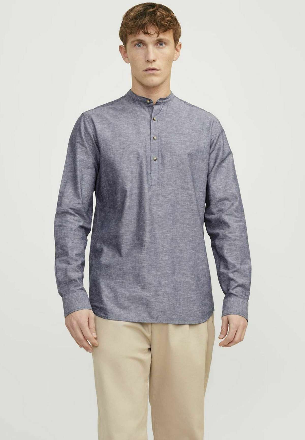 Рубашка JJESUMMER HALF PLACKET LINEN MIX SHIRT