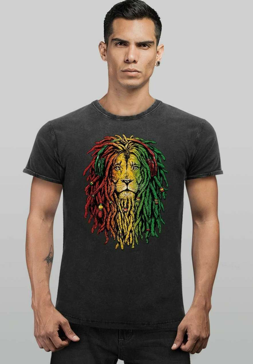 Футболка VINTAGE LOWE JAMAICA REAGGAE MUSIK RASTA LION PRINT