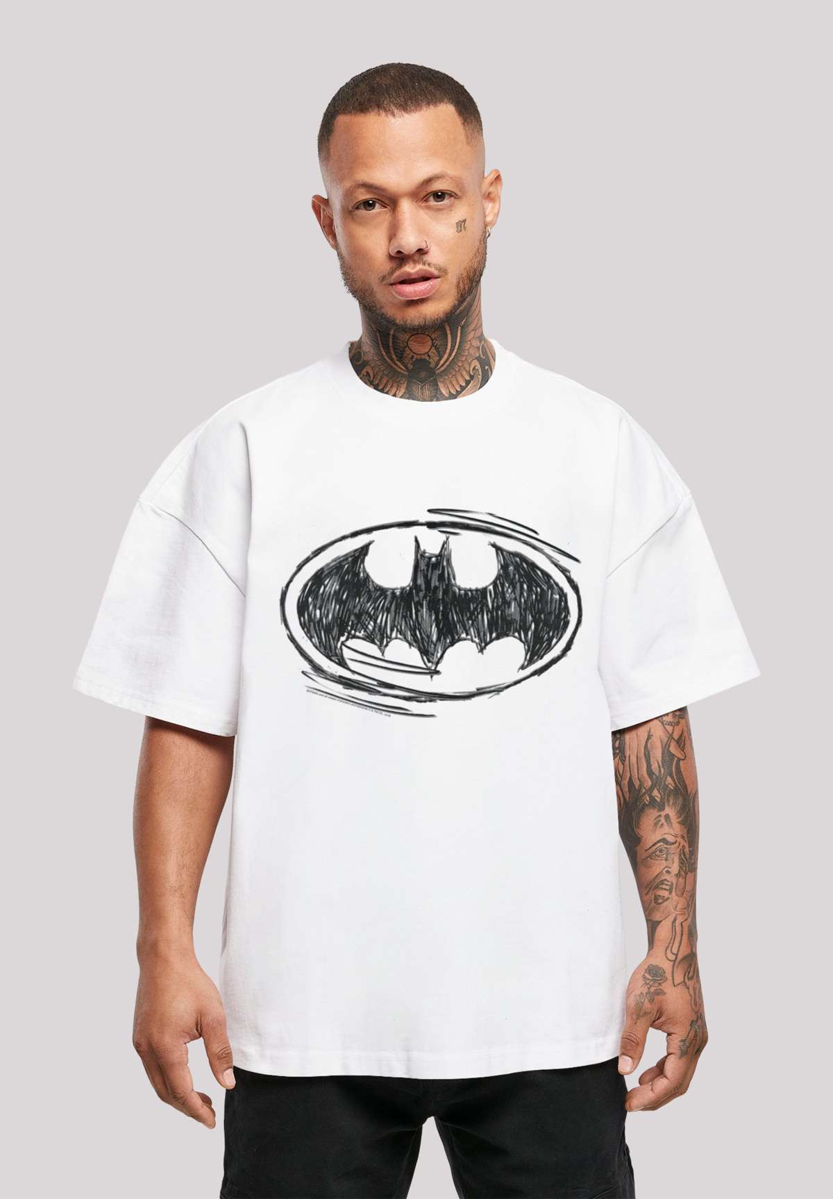 Футболка BATMAN SUPERHELD COMIC SKETCH LOGO OVERSIZE