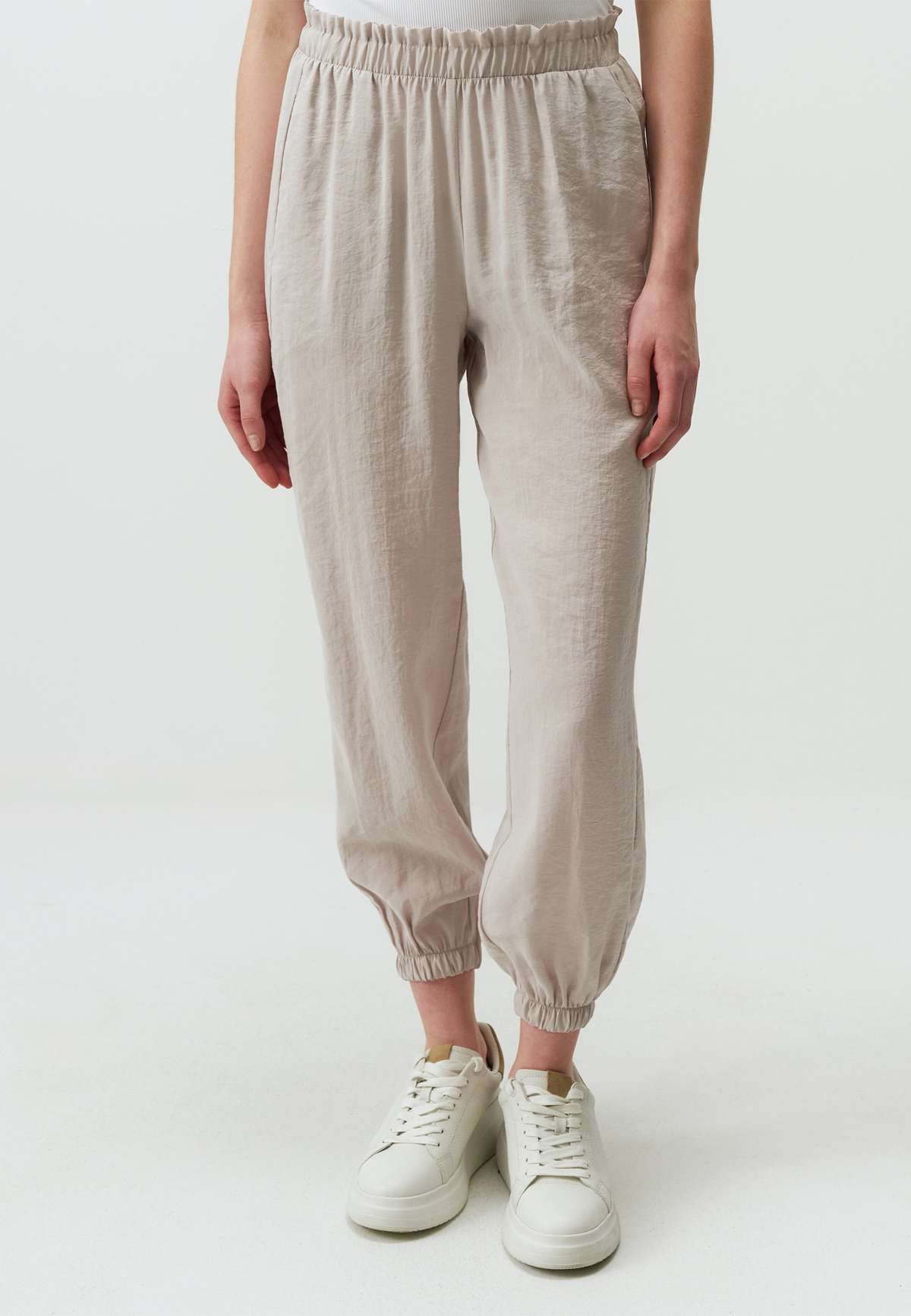 Брюки ELASTIC WAIST NARROW LEG PANTS WITH POCKETS