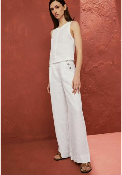 Трикотажные брюки 100% LINEN BUTTON WIDE LEG TROUSERS