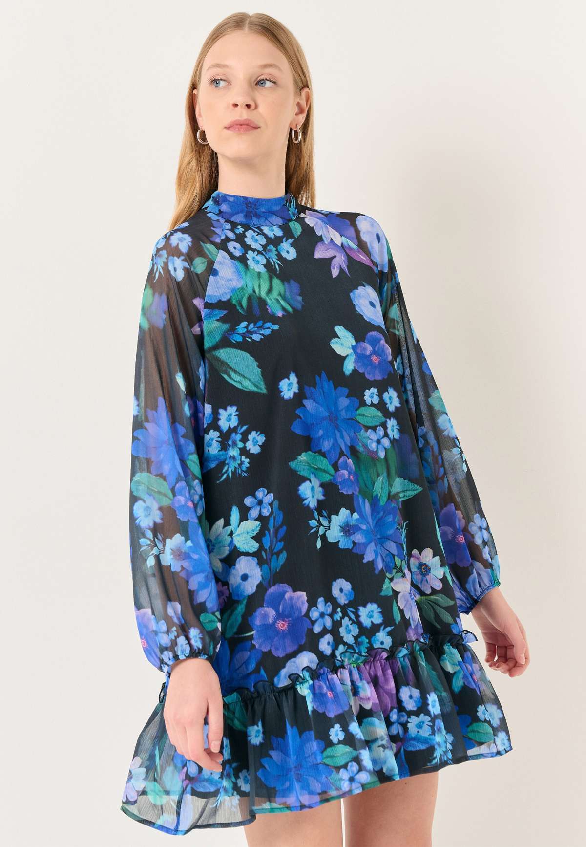 Платье NECK LONG SLEEVED FLORAL