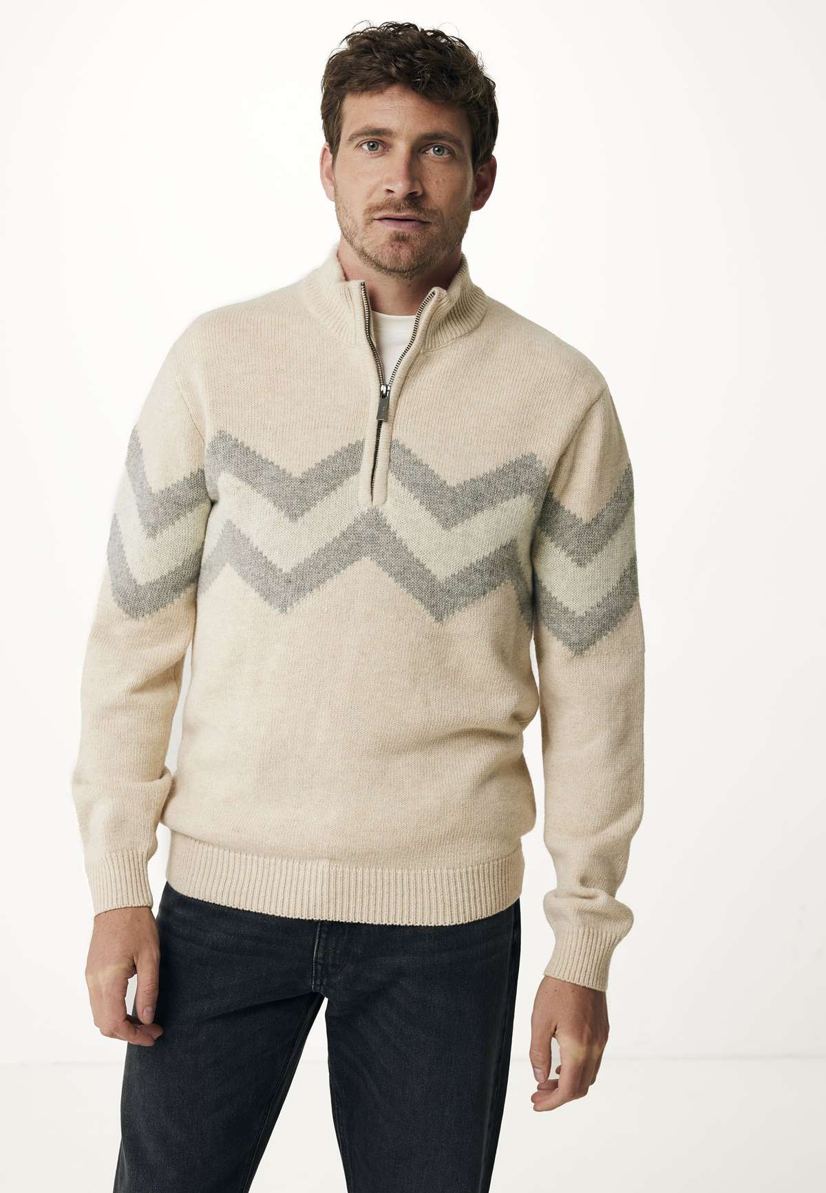 Пуловер HALF ZIP INTARSIA