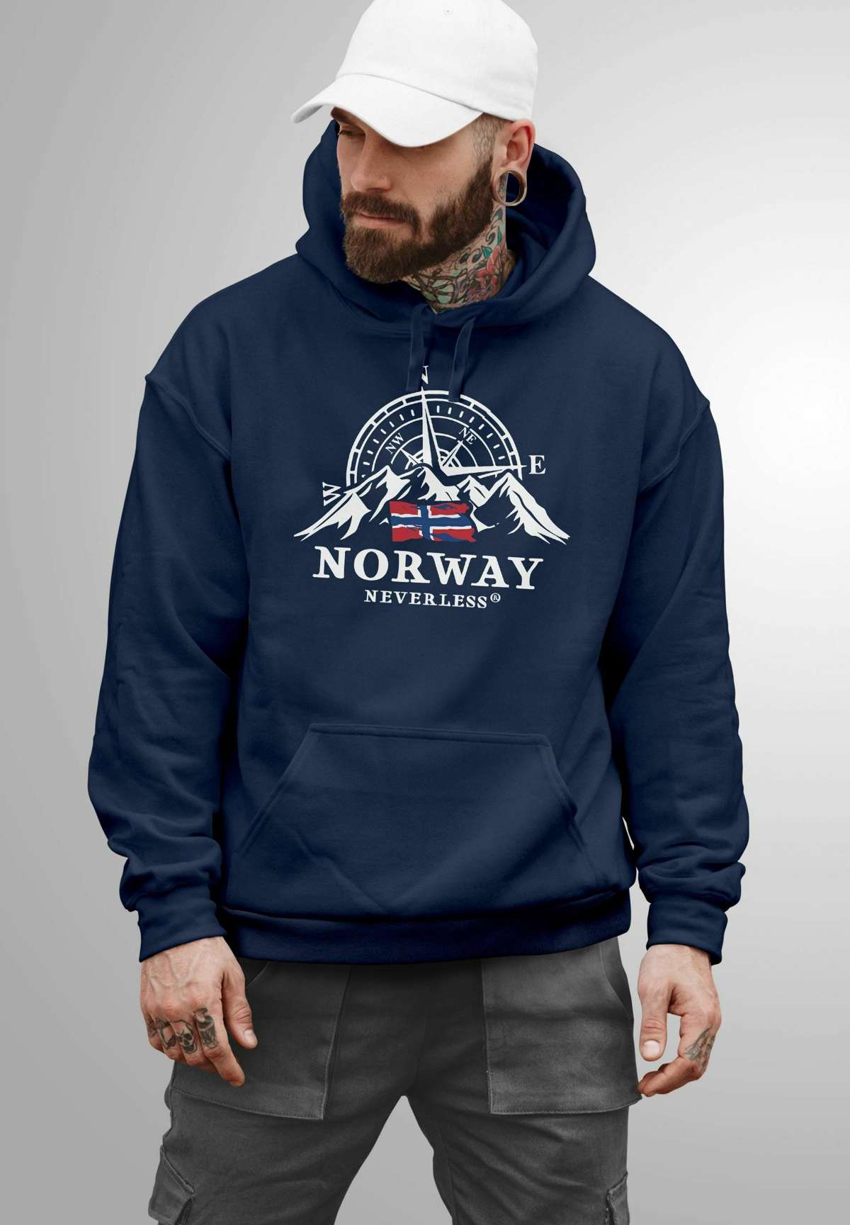 Пуловер NORWEGEN FLAGGE SKANDINAVIEN NORDISCH KOMPASS FASHION