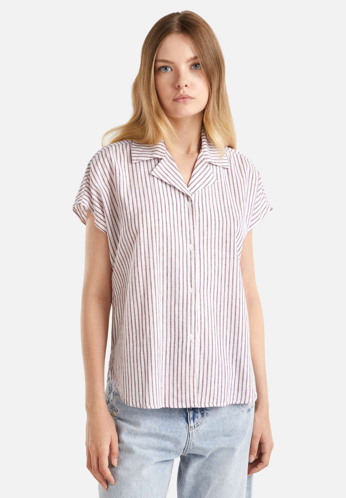 Блуза-рубашка STRIPED SHORT SLEEVE